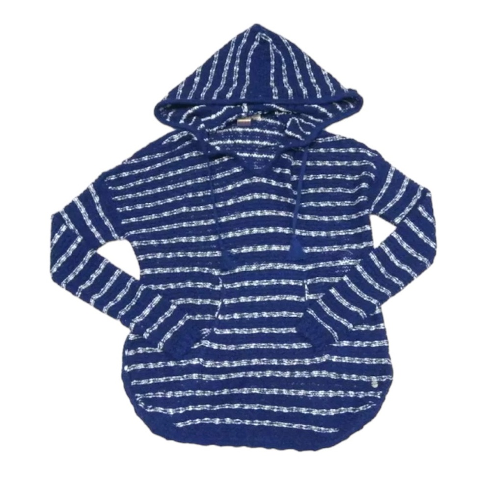 Roxy Smoke Signal Striped Hooded Open Knit Sweater